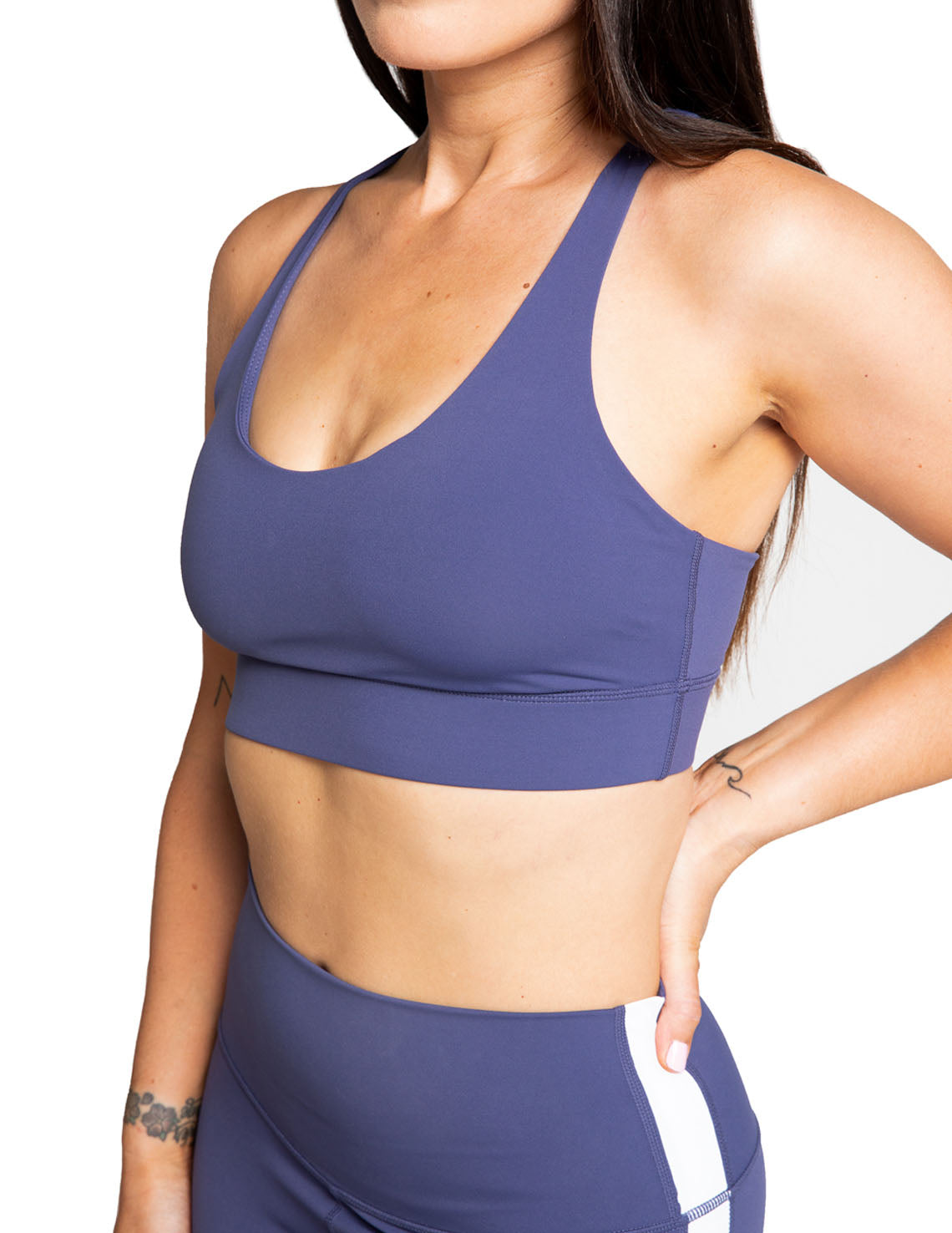 Sports Bra with Strappy Back, Medium Support, Navy - Delfin Brands