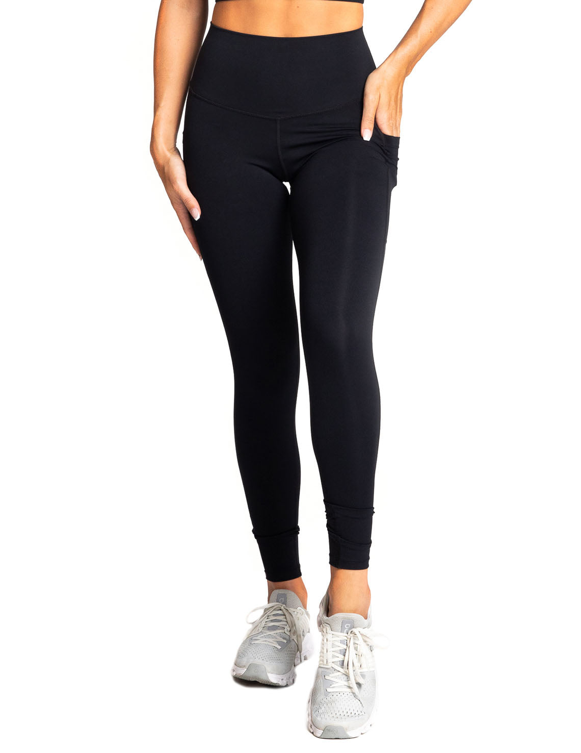 Power High-Waist Leggings with Pockets, Black - Delfin Brands