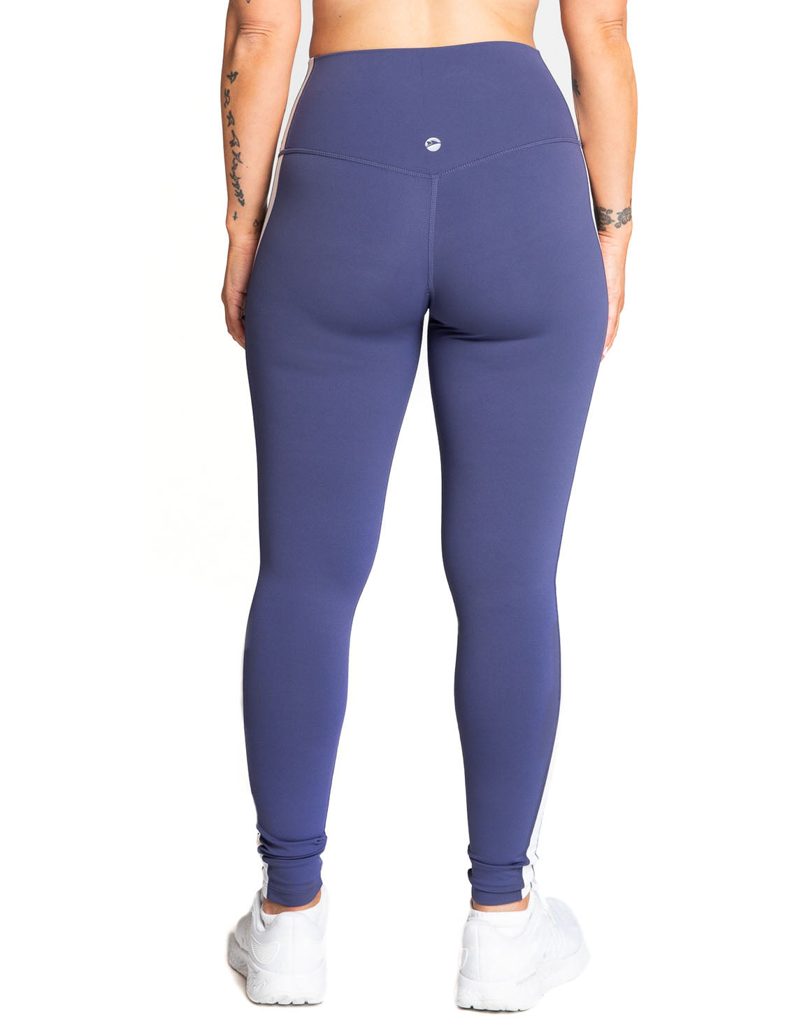 Power High-Waist Leggings with Stripes, Navy/White - Delfin Brands