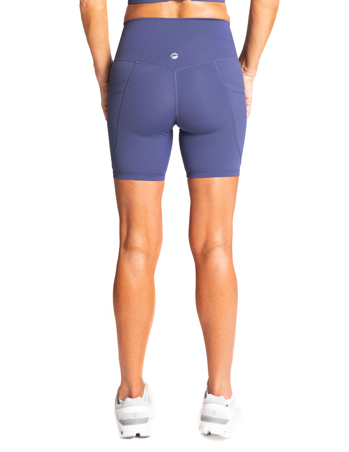 Power High-Waist Biker Shorts with Pockets, Navy - Delfin Brands