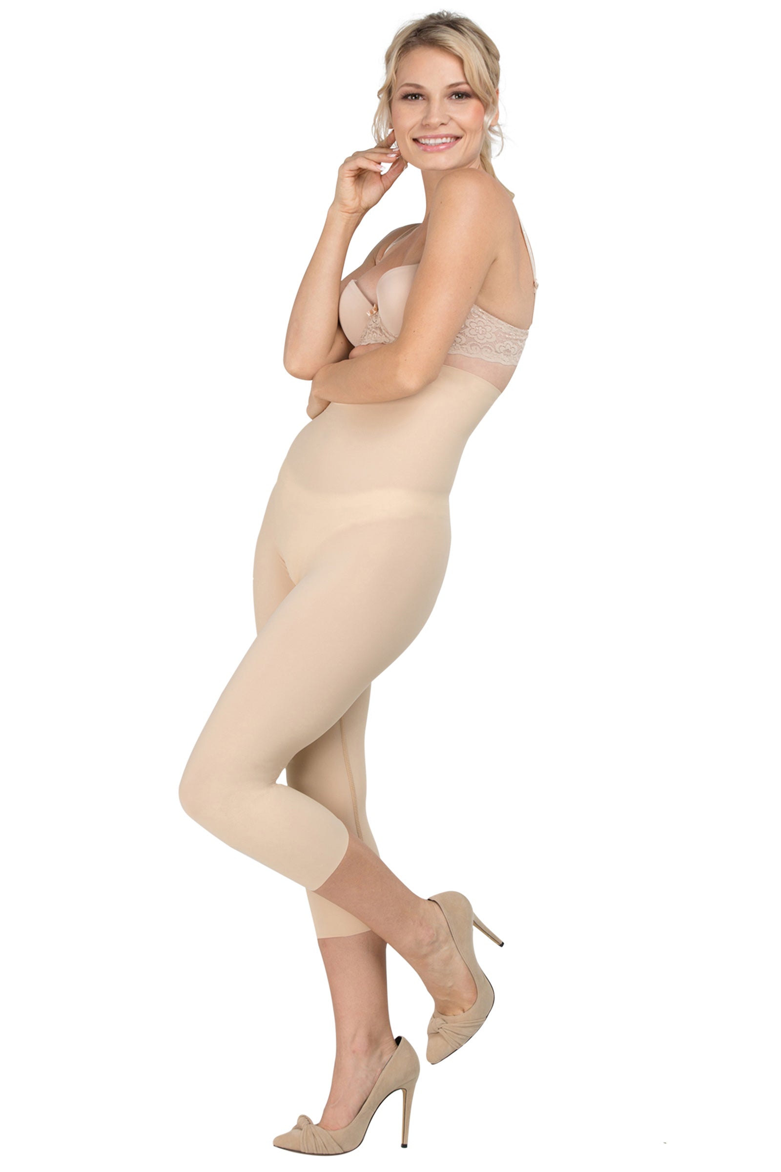 Body Slimming High Waist Capris - Nude - Delfin Brands