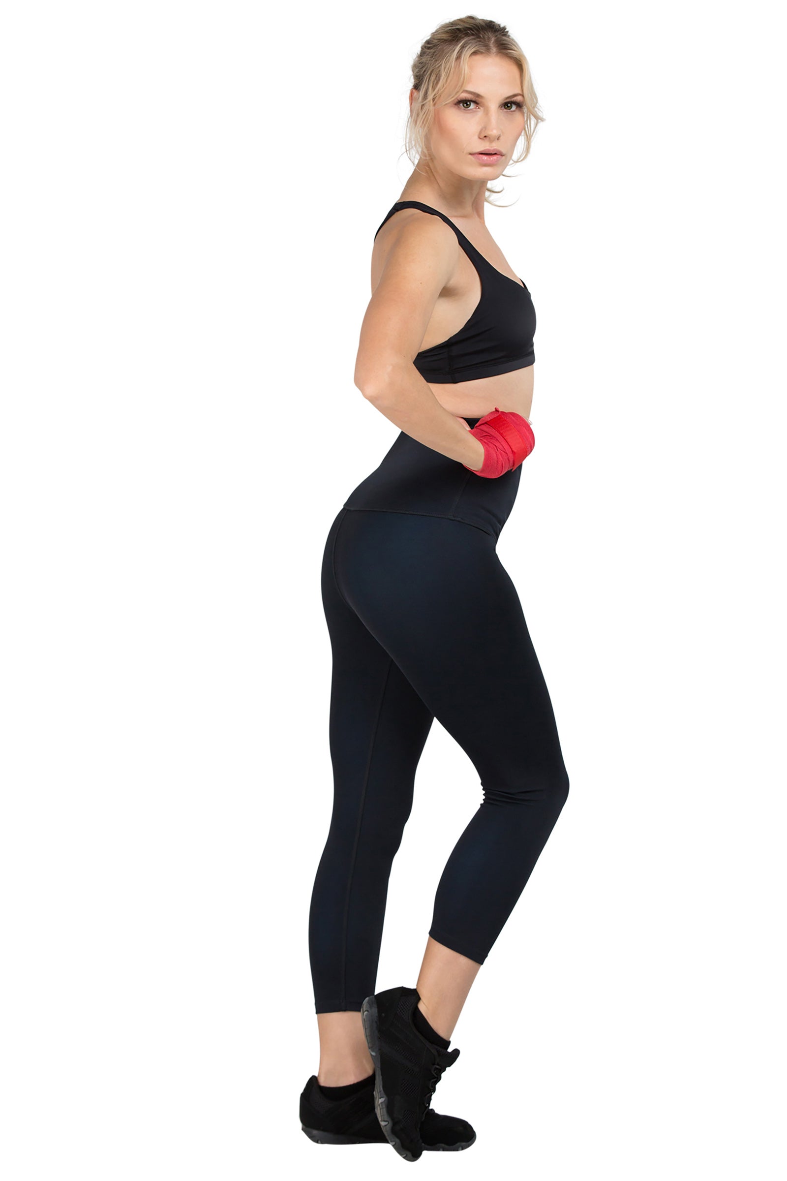 Mineral Infused High Waist Exercise Capris - Black - Delfin Brands