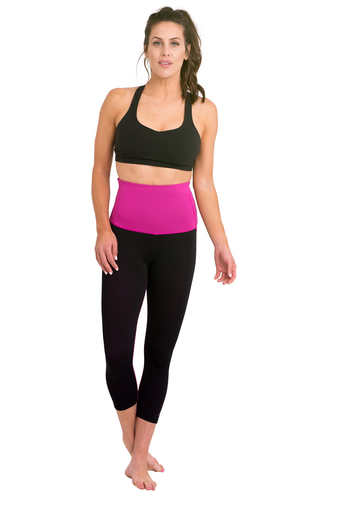 Mineral Infused High Waist Exercise Capris - Pink - Delfin Brands