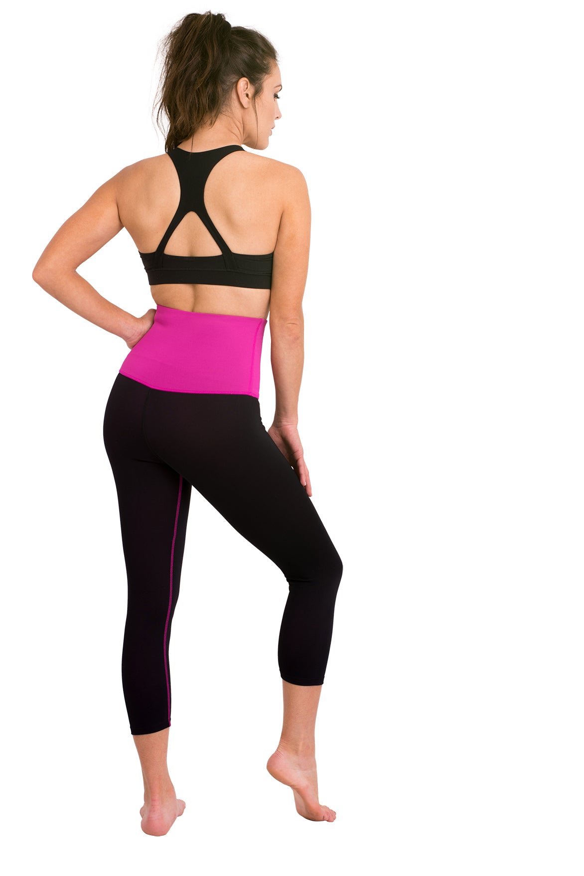 Mineral Infused High Waist Exercise Capris - Pink - Delfin Brands