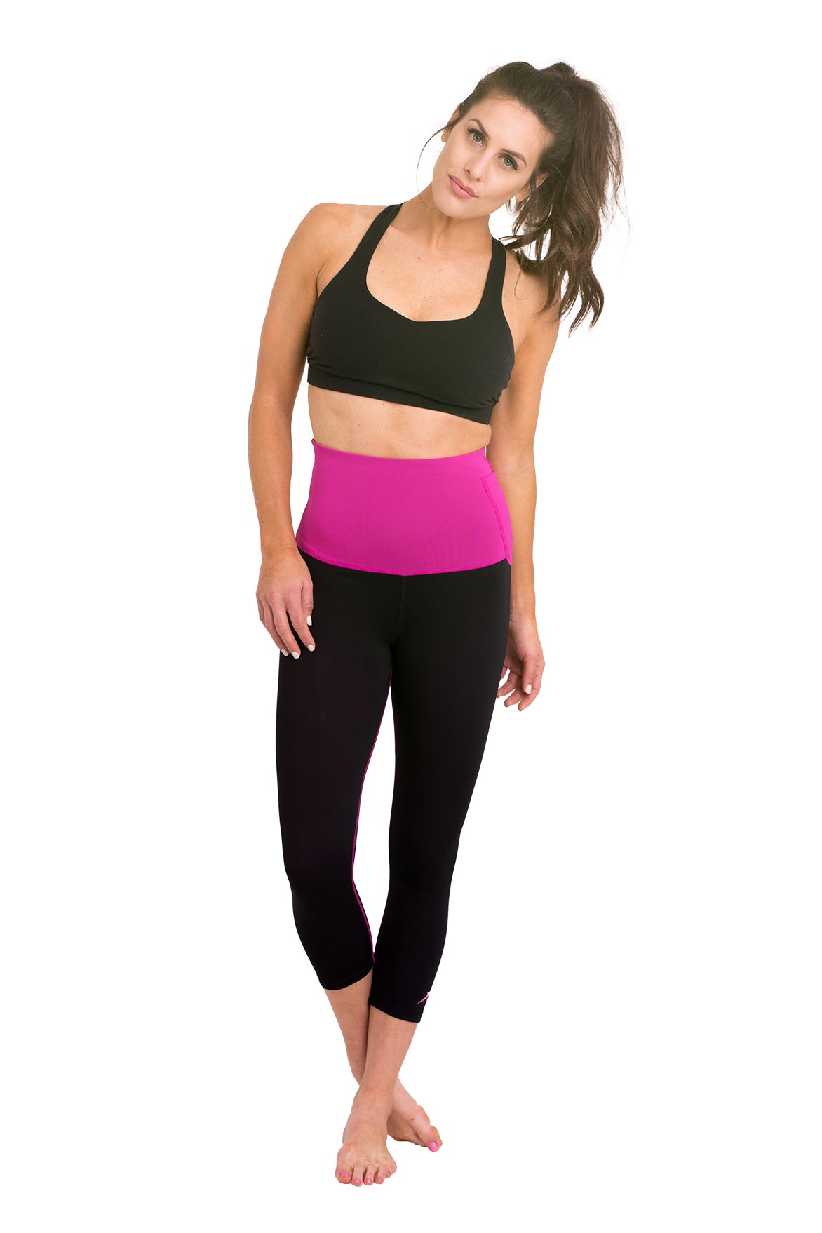 Mineral Infused High Waist Exercise Capris - Pink - Delfin Brands