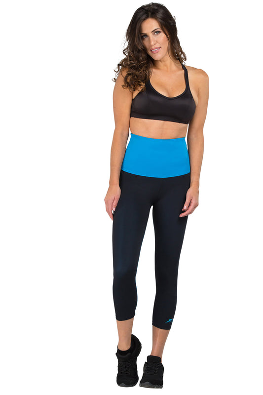 Mineral Infused High Waist Exercise Capris - Turquoise - Delfin Brands