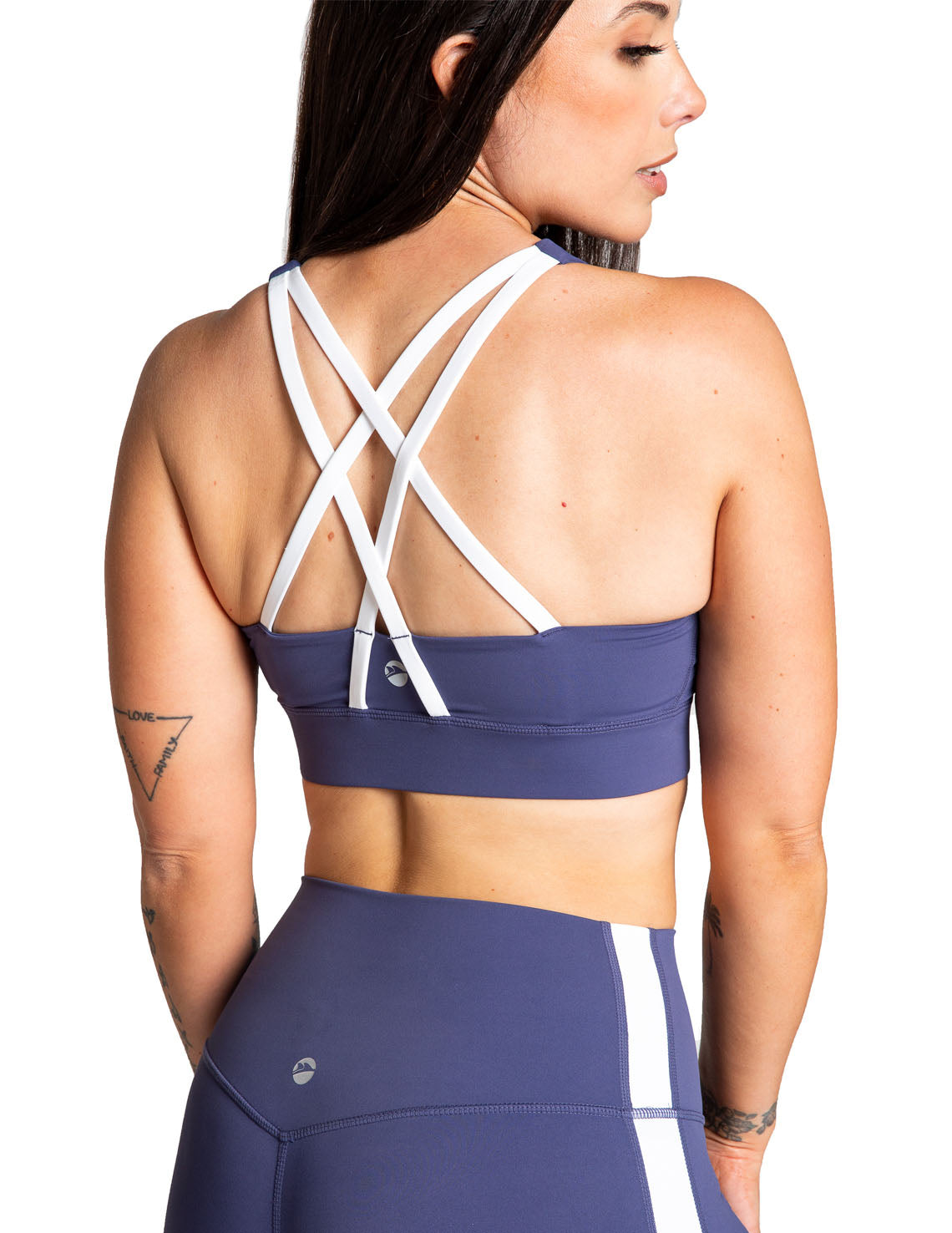 Sports Bra with Strappy Back, Medium Support, Navy - Delfin Brands