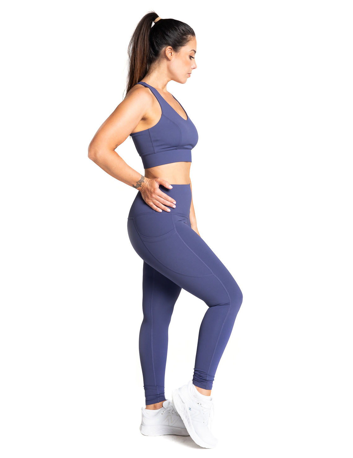 Power High-Waist Leggings with Pockets, Navy - Delfin Brands