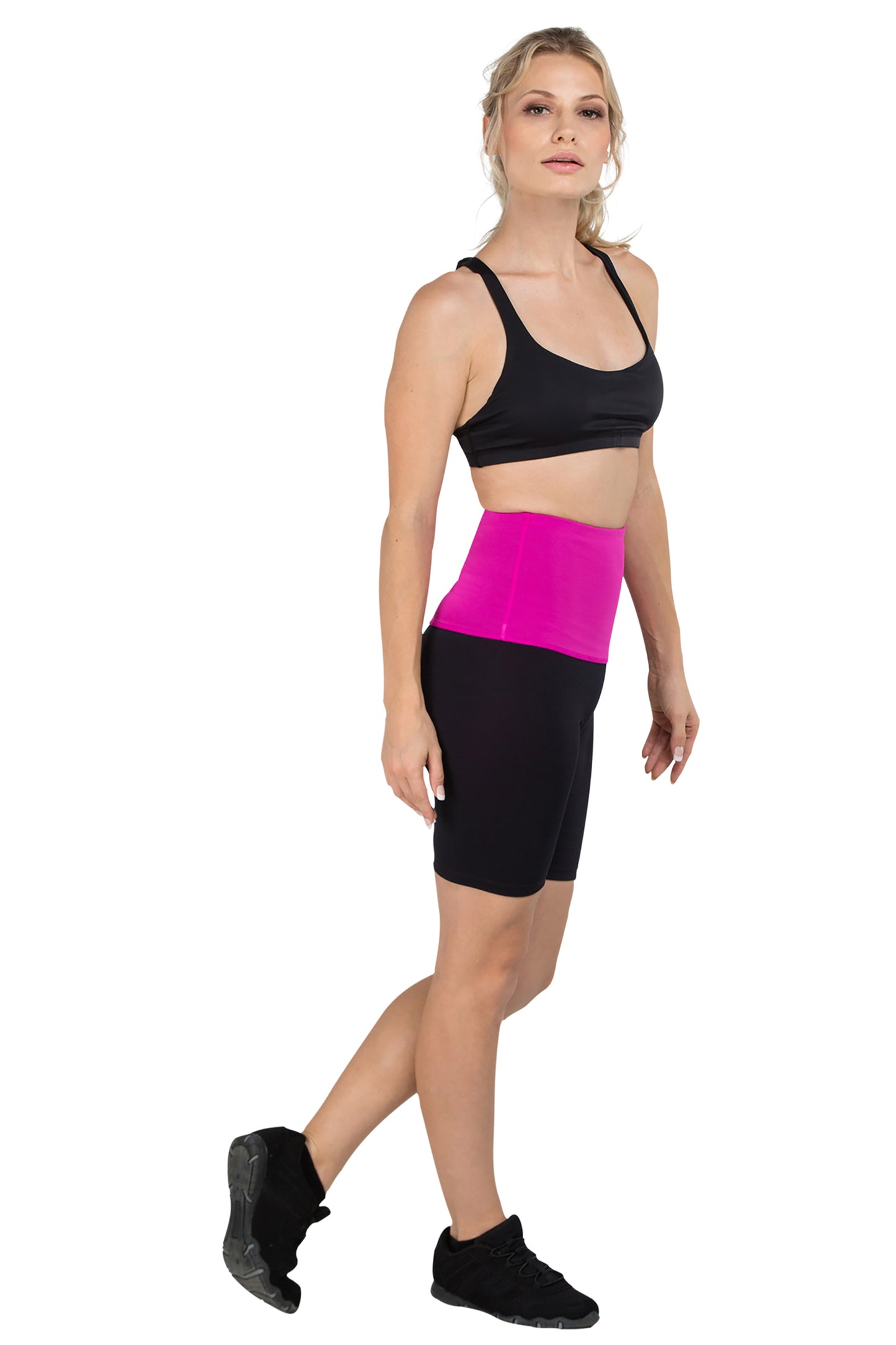 Mineral Infused High Waist Exercise Shorts - Black/Pink - Delfin Brands