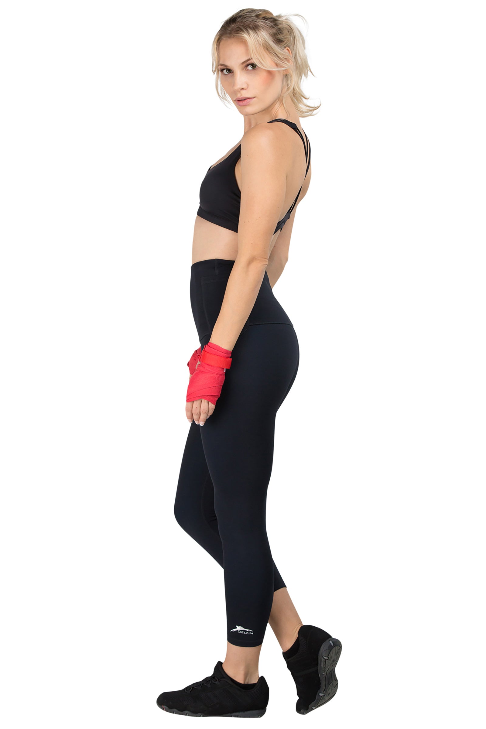 Mineral Infused High Waist Exercise Capris - Black - Delfin Brands