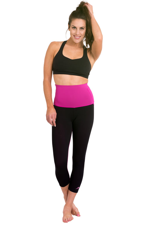 Mineral Infused High Waist Exercise Capris - Pink - Delfin Brands